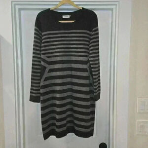 Calvin Klein Womens Lightweight Sweater Dress Long Sleeve Gray Size XL